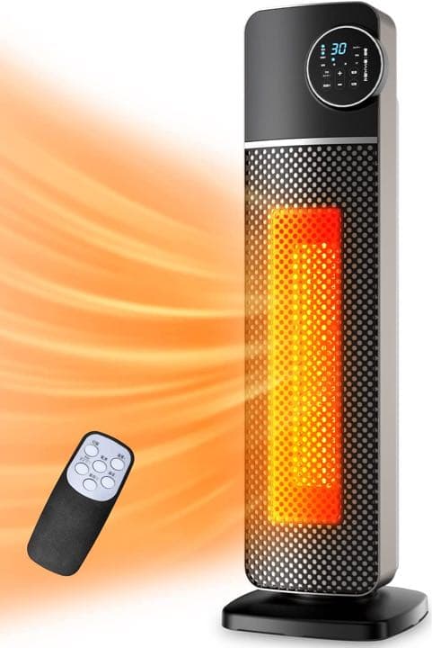 セラミックヒーター タワー型 【2秒速暖・室温センサー付】 首振り　3段階切替