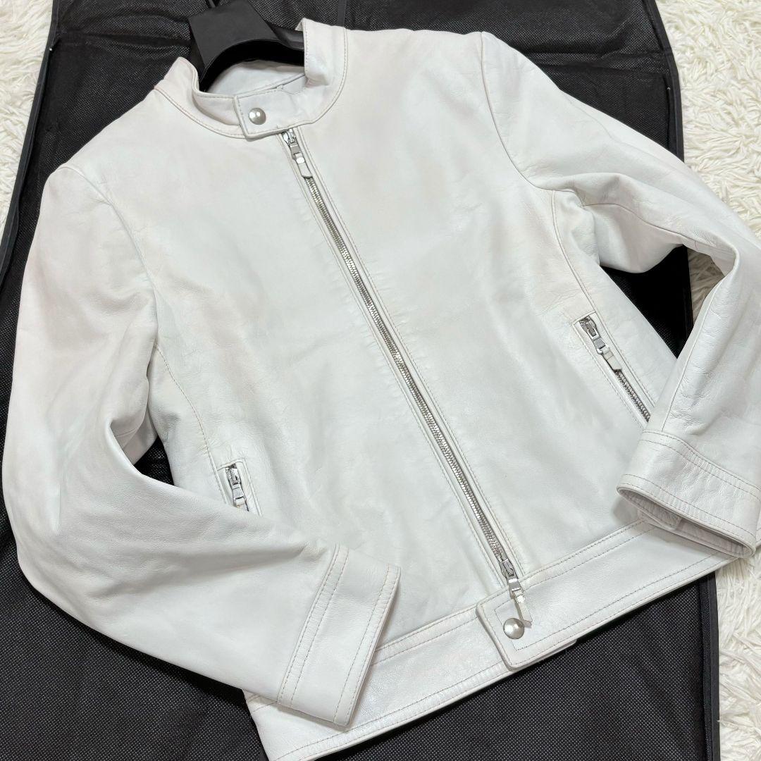 美品✨ エンメティ アンドレア レザー シングルライダースジャケット ホワイト