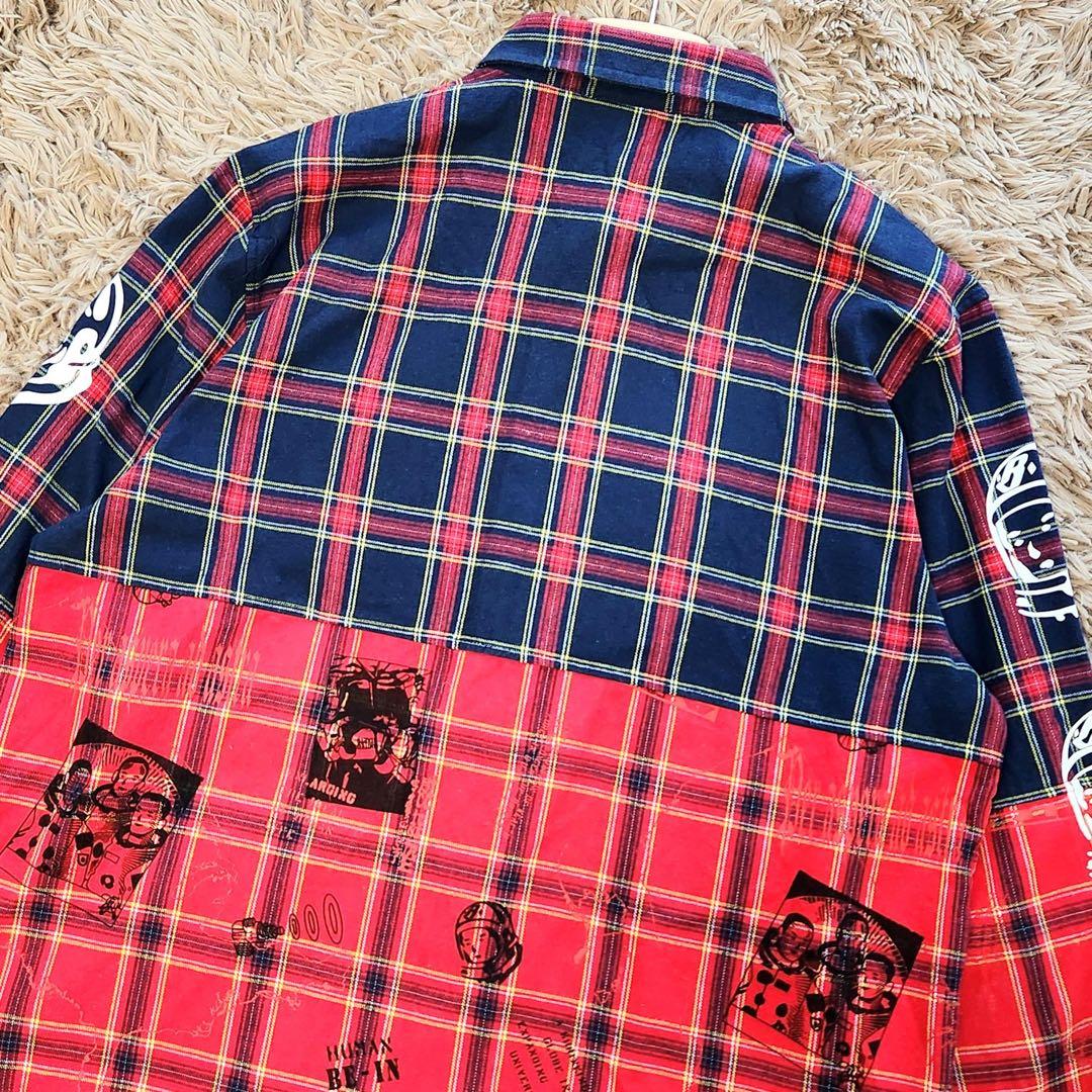 ビリオネアボーイズクラブ BBC 長袖 ネル シャツ 切り替え XL ファレル