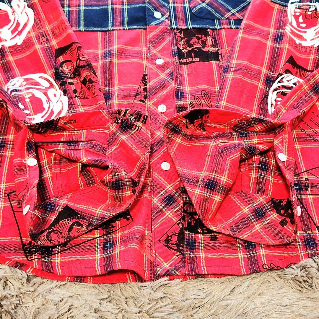 ビリオネアボーイズクラブ BBC 長袖 ネル シャツ 切り替え XL ファレル