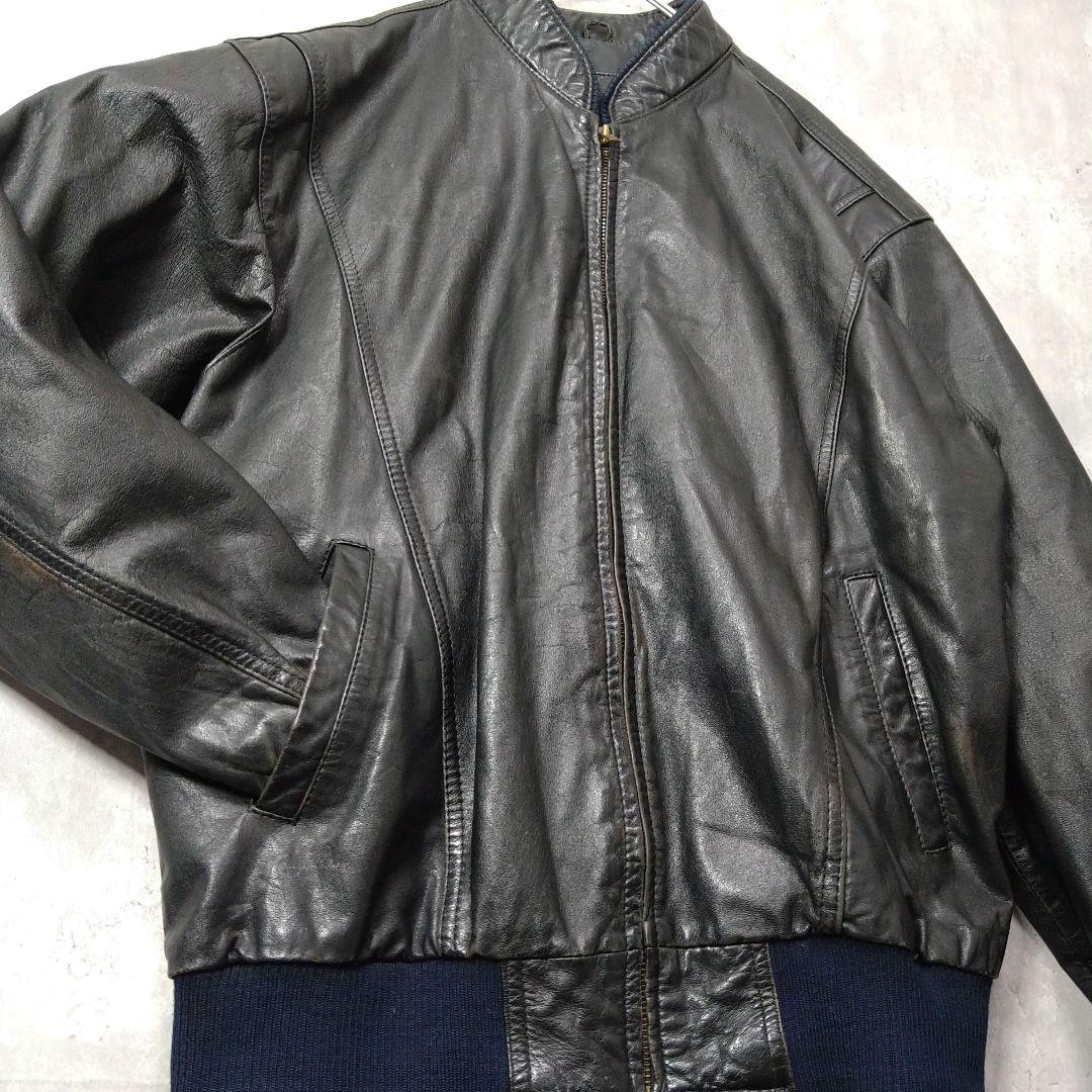 【kajiyan】90s XLサイズ 本革 レザーボンバージャケット