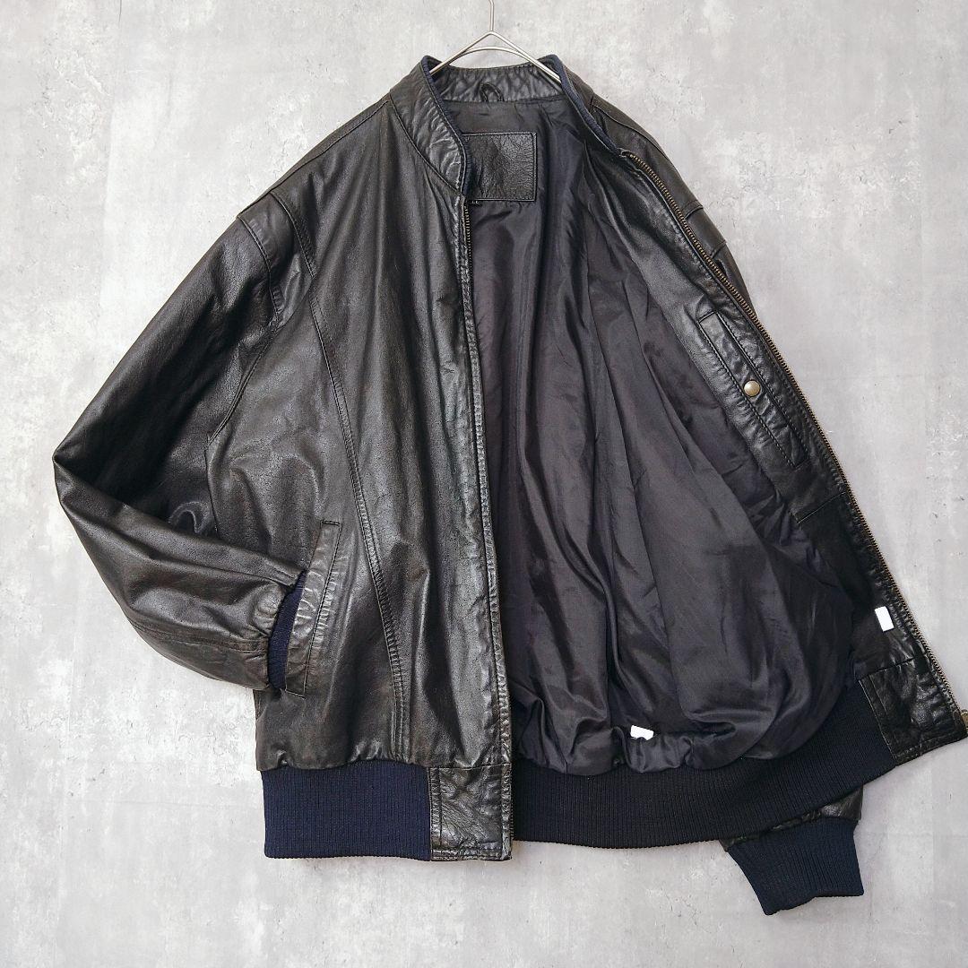 【kajiyan】90s XLサイズ 本革 レザーボンバージャケット