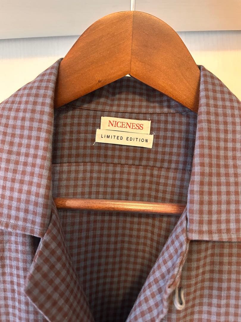 NICENESS 限定版 長袖シャツ ブラウン系チェック