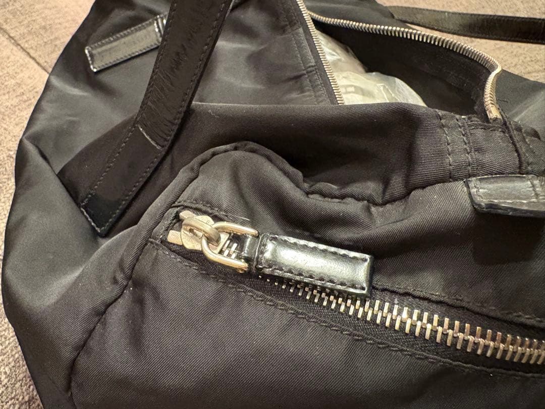 【のんびり◡̈⃝】プラダ ミニボストン ハンドバッグ ナイロン レザー