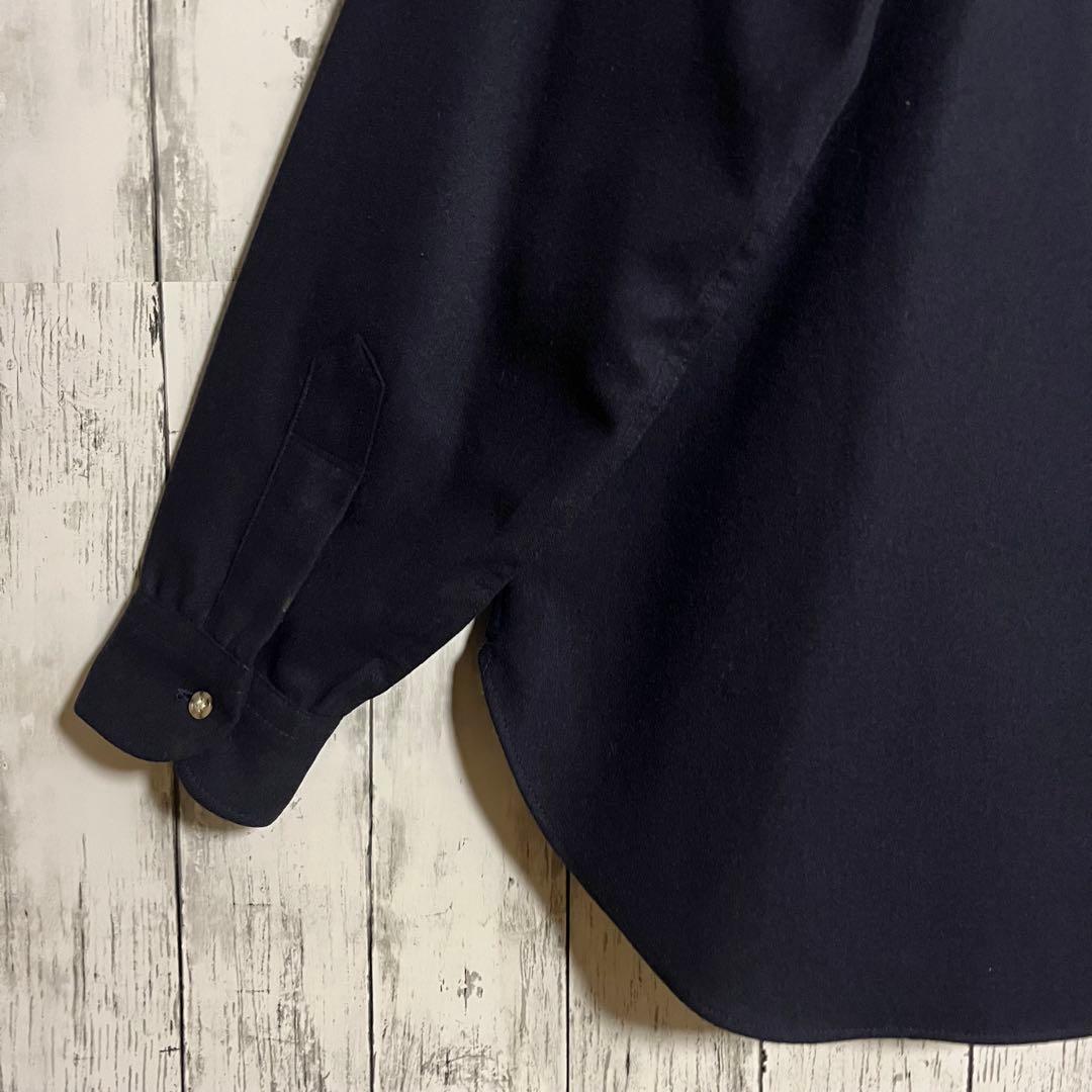 【希少】PENDLETON 70s単色USA製　ボードシャツ無地ウールXL濃紺