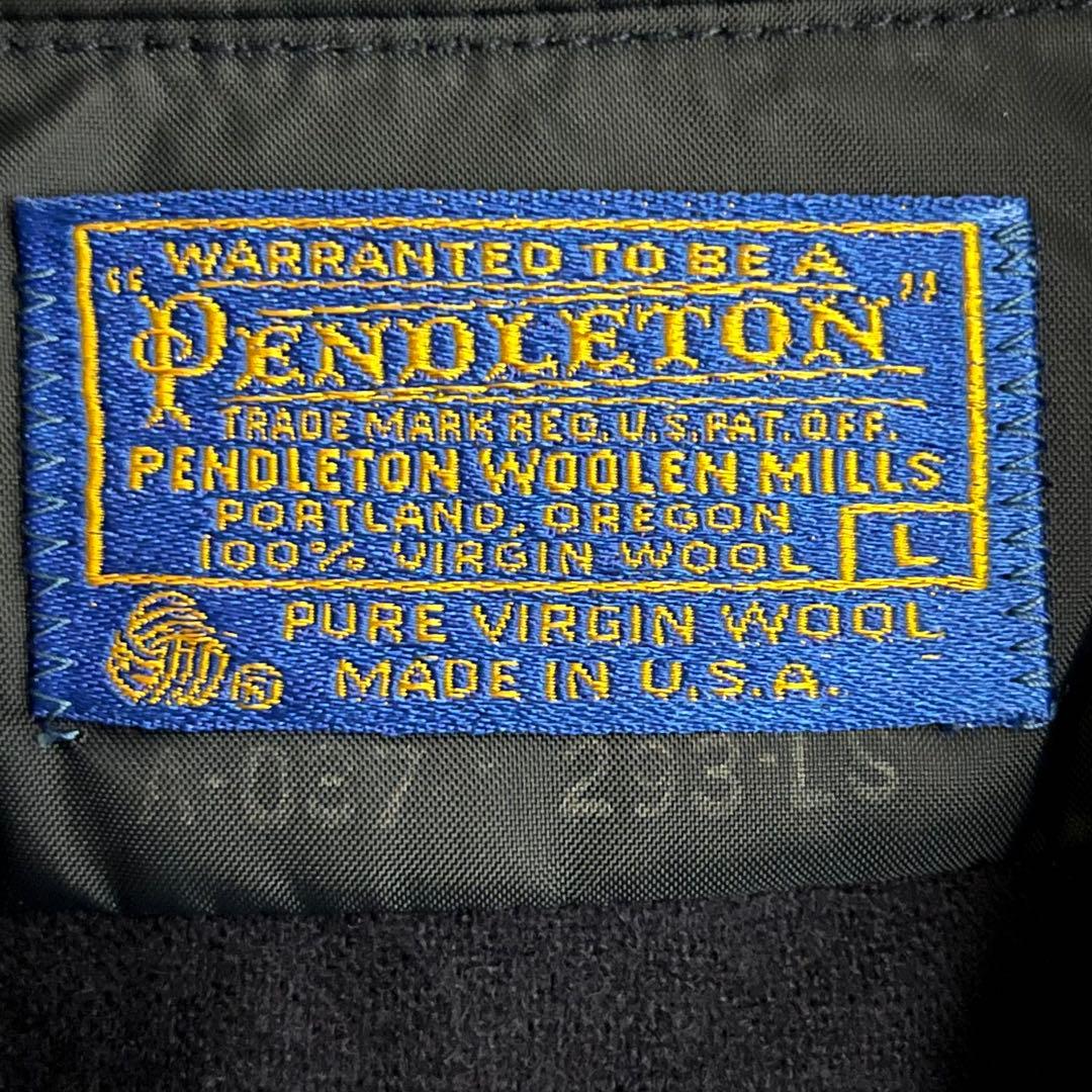 【希少】PENDLETON 70s単色USA製　ボードシャツ無地ウールXL濃紺