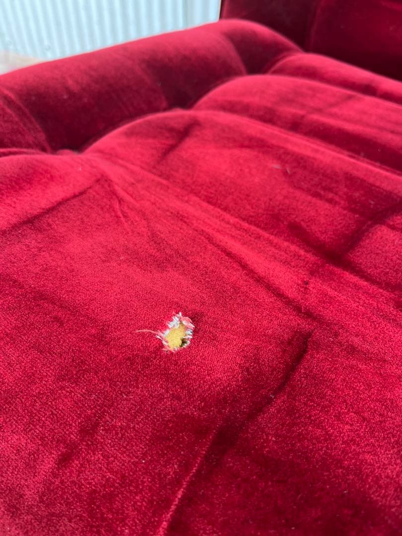 【アンティーク】ベロアソファ 1人掛けソファ 昭和レトロ 当時物 喫茶店 古家具