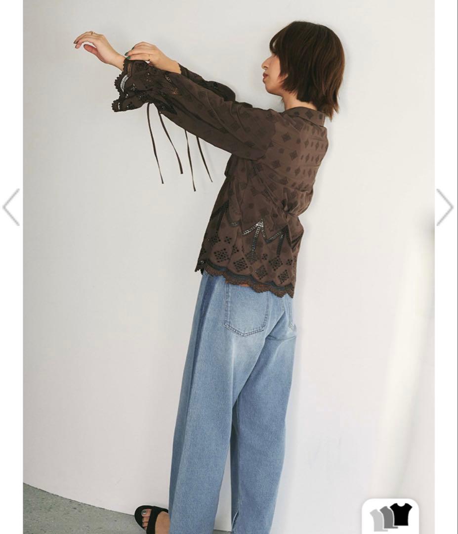 値下げ！エストラータ エンブロイダリーリボンスリーブブラウス cohina