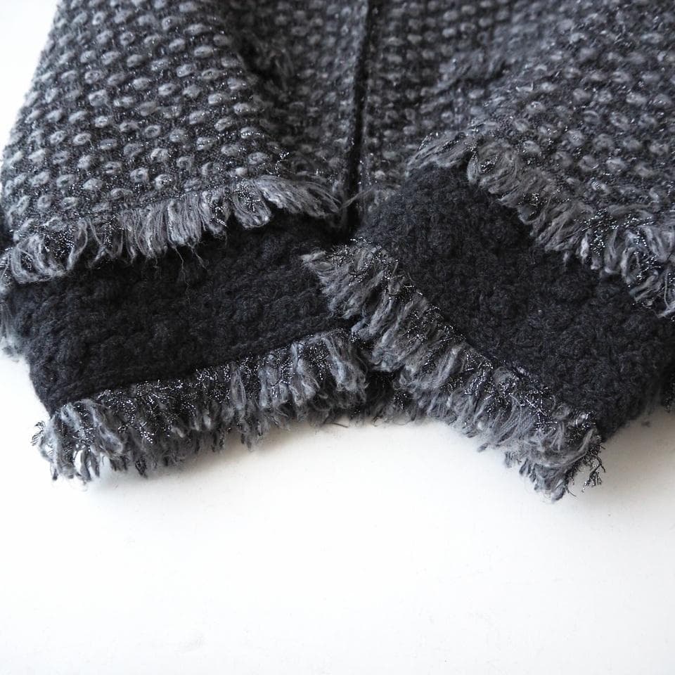 楽✳︎楽様René ルネ アンゴラ混 ツイード フリンジ ジップアップ ジャケット