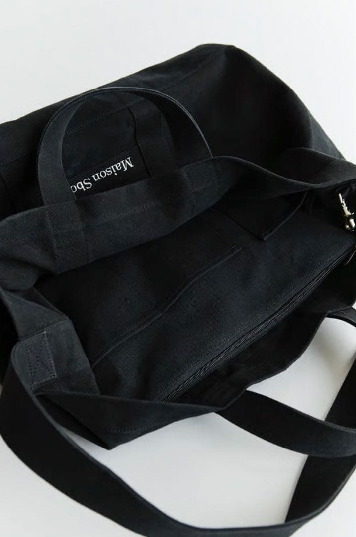 Maison Sbond ブラック キャンバストートバッグ