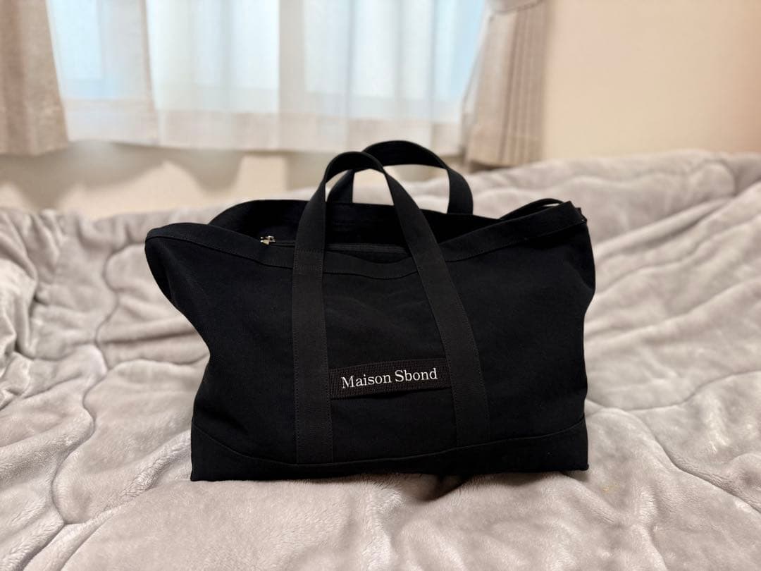 Maison Sbond ブラック キャンバストートバッグ