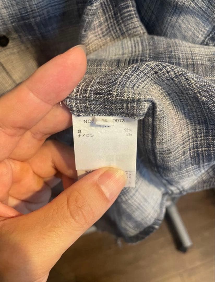 (超美品)RonHermanRHCオンブレチェック柄 リネン長袖シャツ グレー系