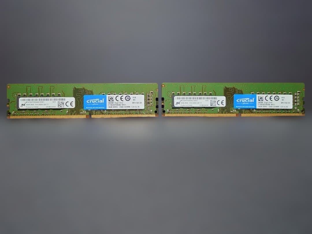 【動作確認済】メモリCrucial DDR4 2666 16GB×2枚