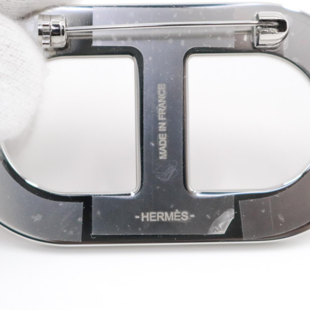 HERMES ダブルDロゴ ブローチ オレンジ
