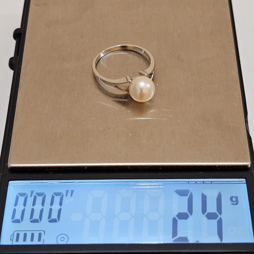 1808 ミキモトパールリングK18WGホワイトゴールド11号7.4mm