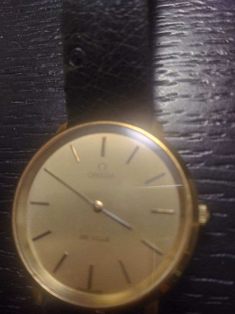 稼動中　オメガ デビル メンズ 手巻き時計 ゴールド文字盤 純正尾錠