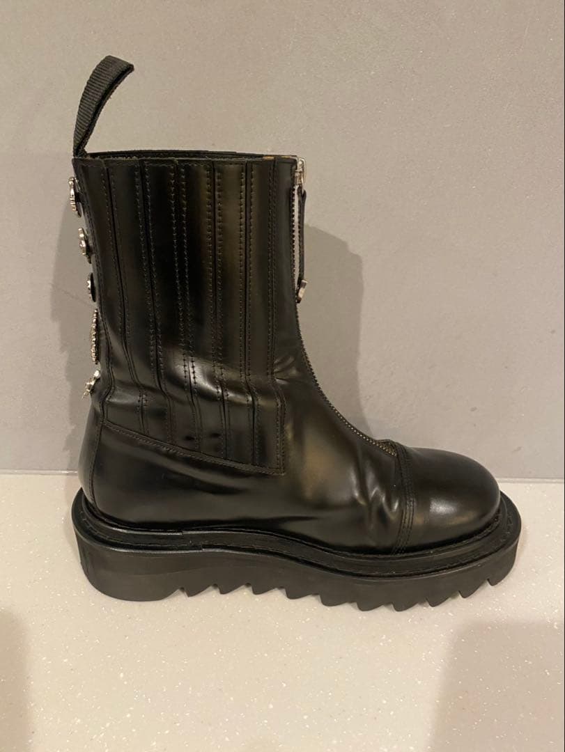 TOGAPULLA トーガプルラ　レザー ショートジップブーツ ブラック 38