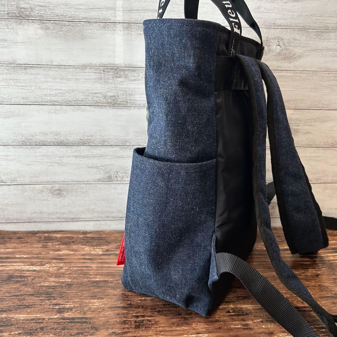 ☆デニムリメイク　カーキひょうたんキルトとデニムのトートリュック☆