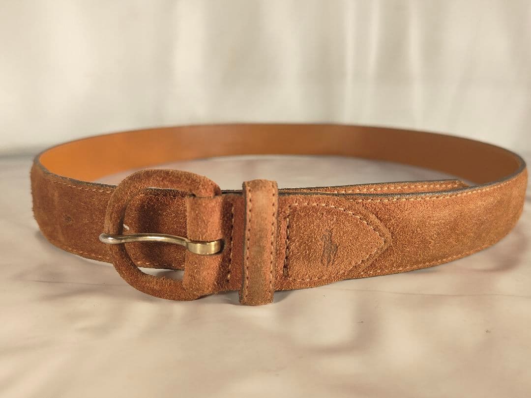 【ヴィンテージ】ポロラルフローレン　高級スエード ドレスベルト　USA製 正規品