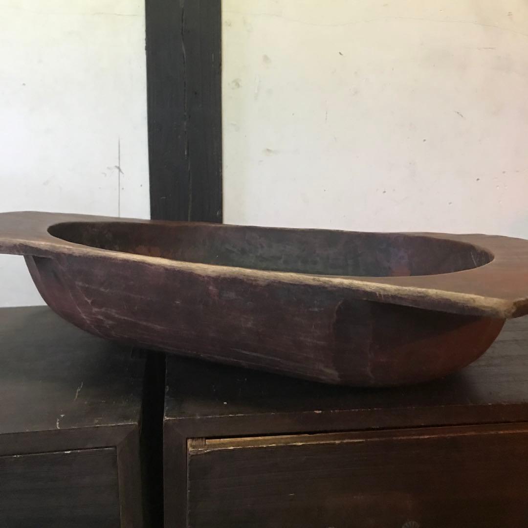 希少　ビンテージ　木製　こね鉢　くりぬき鉢　飾り　古物　古道具　手彫り　当時物