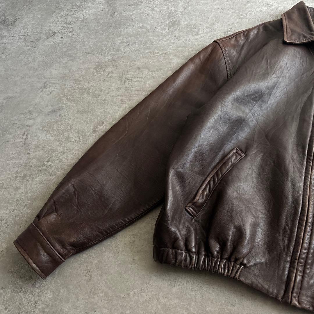 90's■USA製■SAKS FIFTH AVENUE【M】レザージャケット 茶