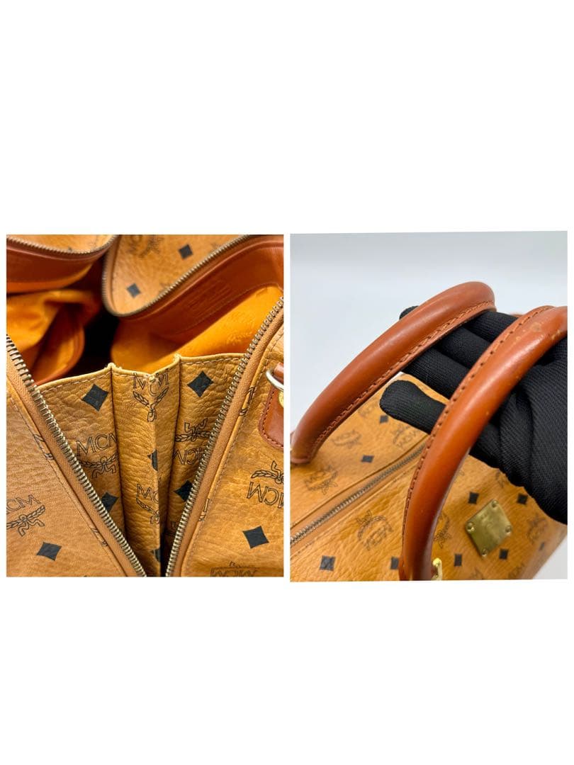 MCM ボストンバッグ ヴィセトス 総柄 ハンドバッグ キャメル PVC×本革