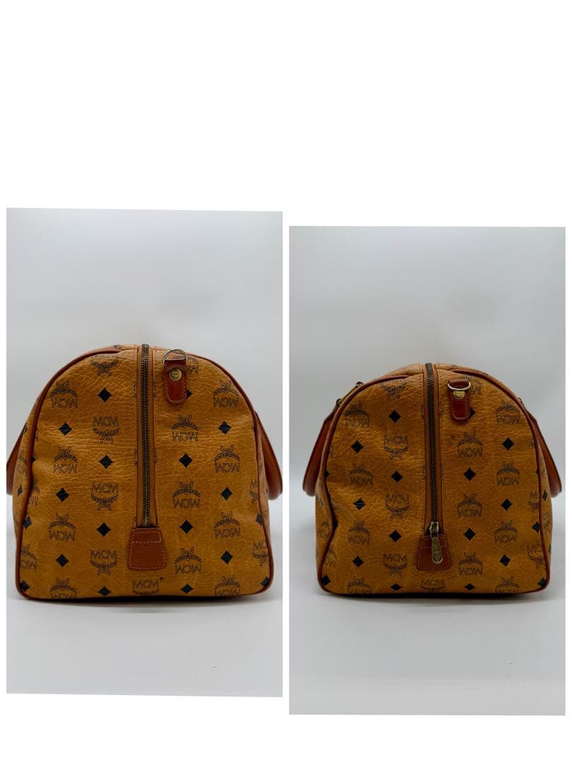 MCM ボストンバッグ ヴィセトス 総柄 ハンドバッグ キャメル PVC×本革