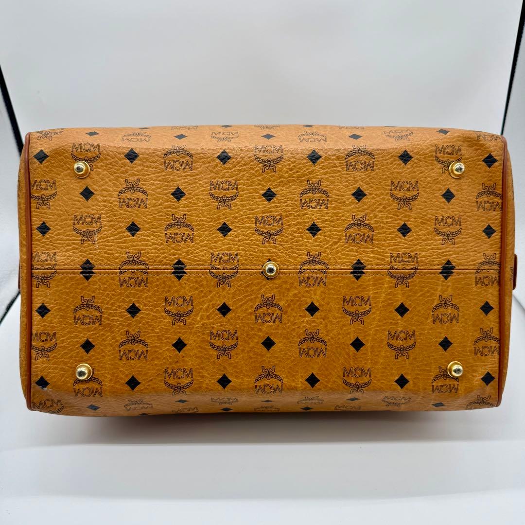 MCM ボストンバッグ ヴィセトス 総柄 ハンドバッグ キャメル PVC×本革