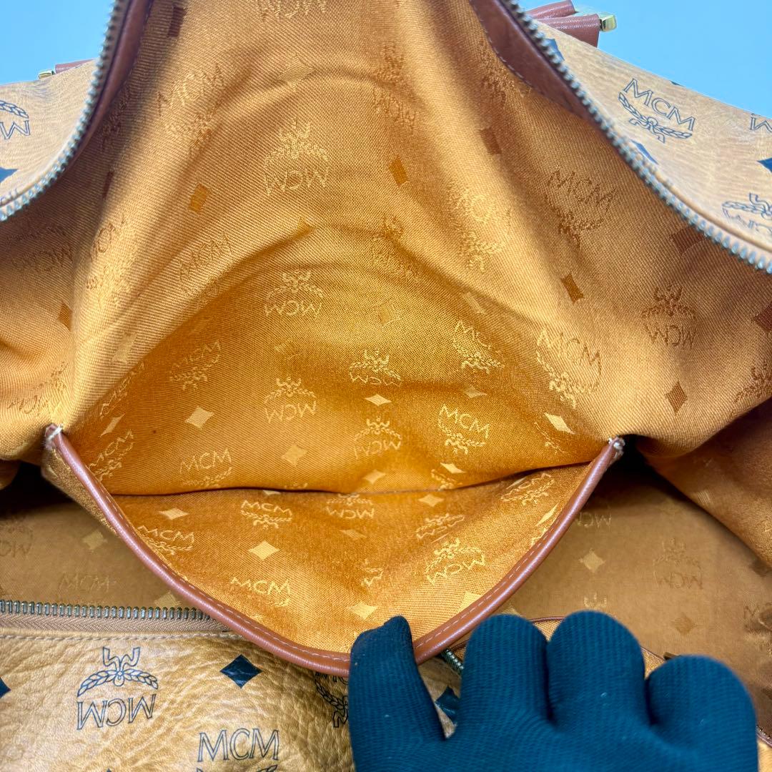 MCM ボストンバッグ ヴィセトス 総柄 ハンドバッグ キャメル PVC×本革