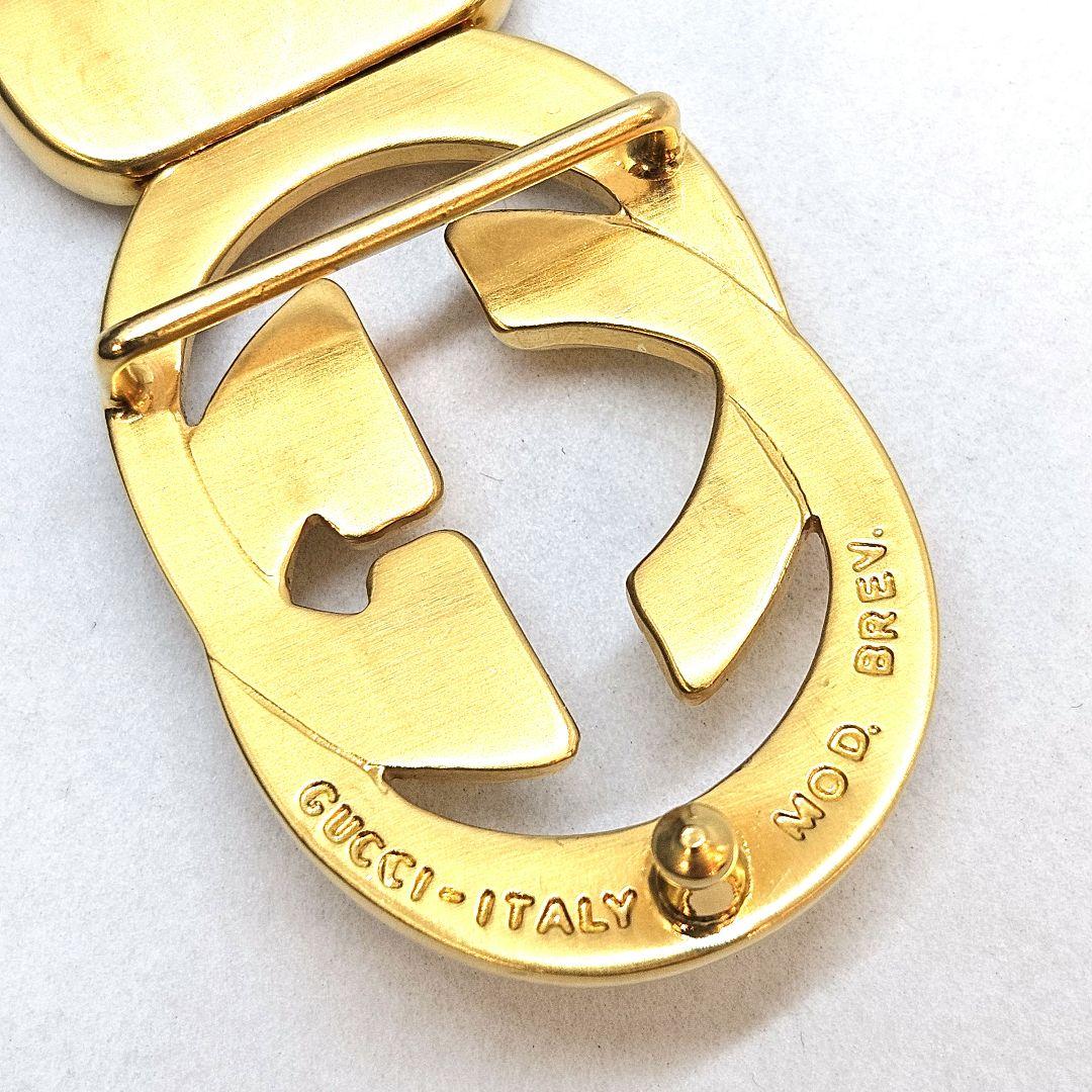 GUCCI ベルト GGマーモント ゴールド レザー ロゴ 黒 レディース