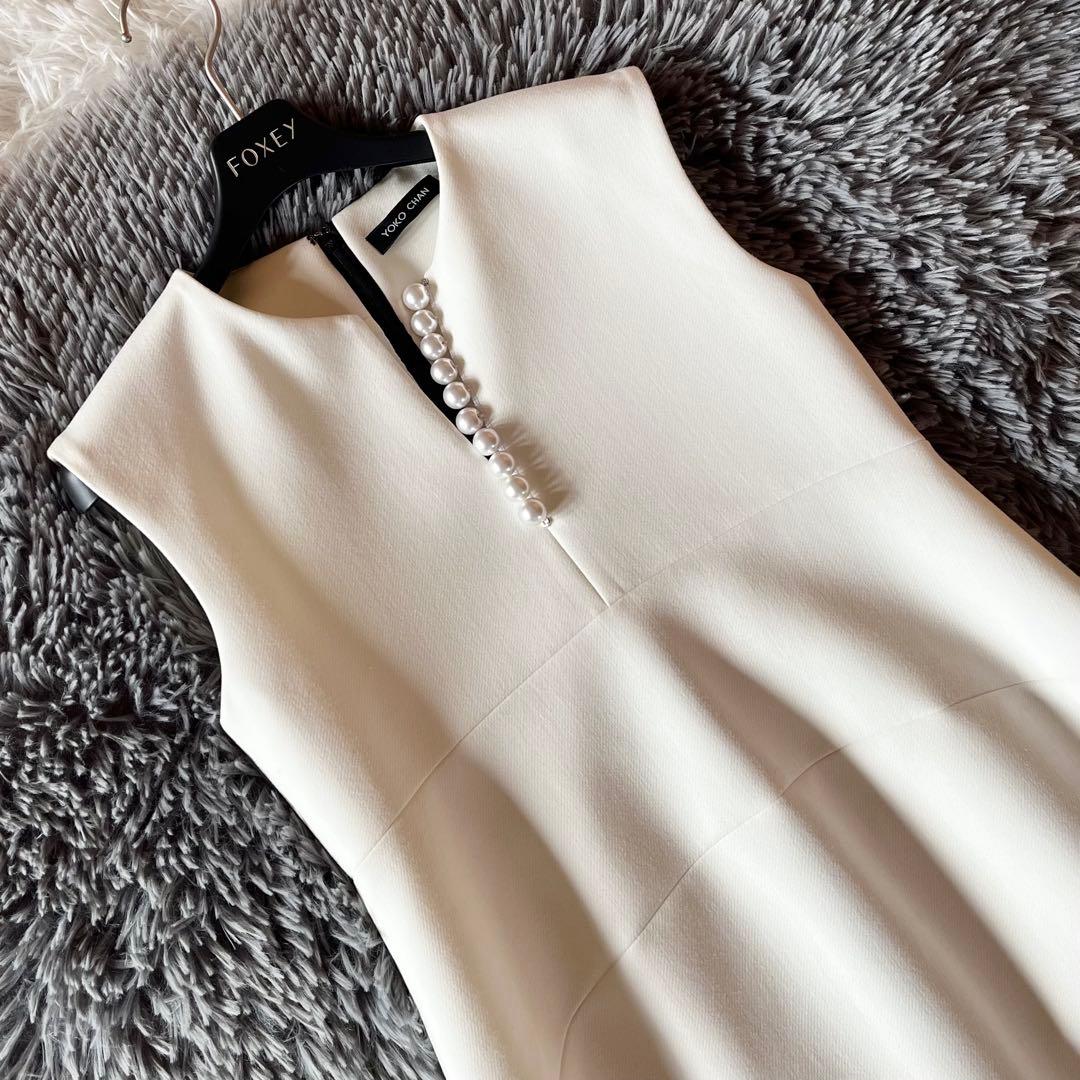 極美品✨ ヨーコチャン パールドレス 膝丈ワンピース フォーマル ホワイト