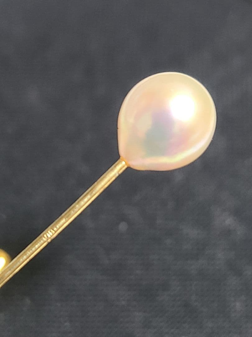 ヴィンテージ K18 パール付き ハート ブローチ ピンブローチ