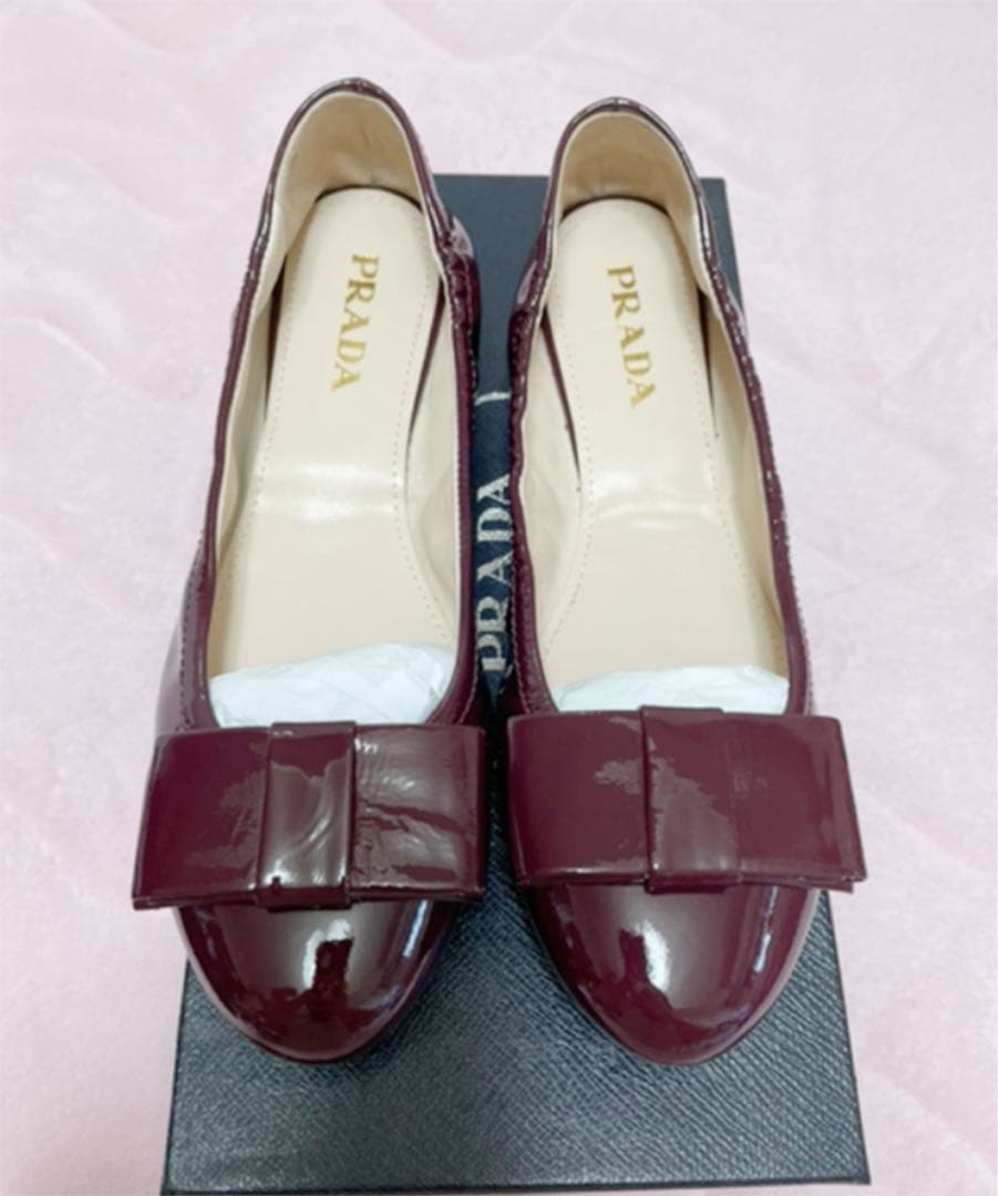 新品未使用　PRADA フラット　バレエシューズ　ボルドー