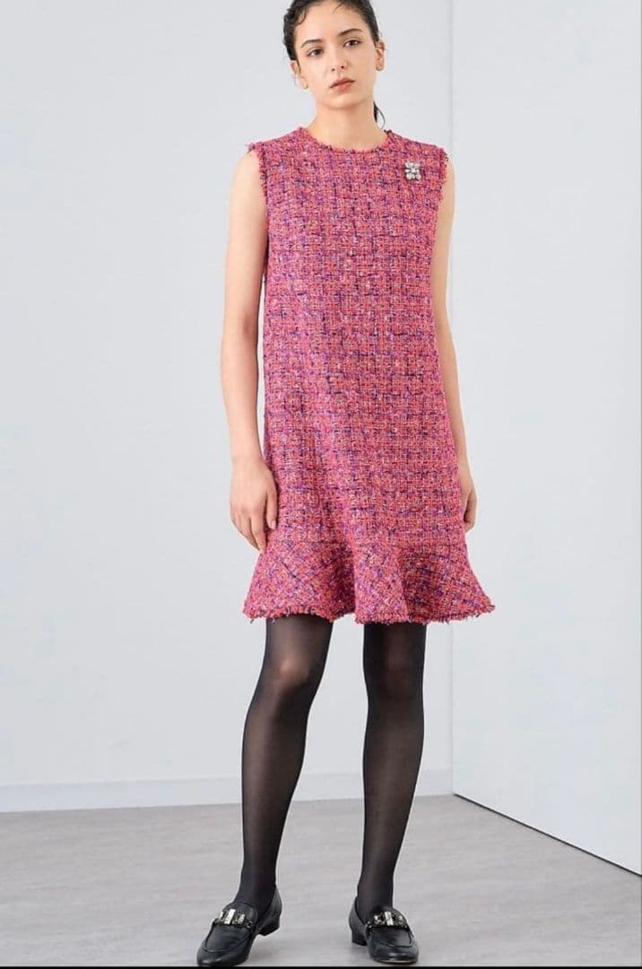 最終価格！美品アナイシャネルツイード　ネオンツイードヘムフリル ワンピース