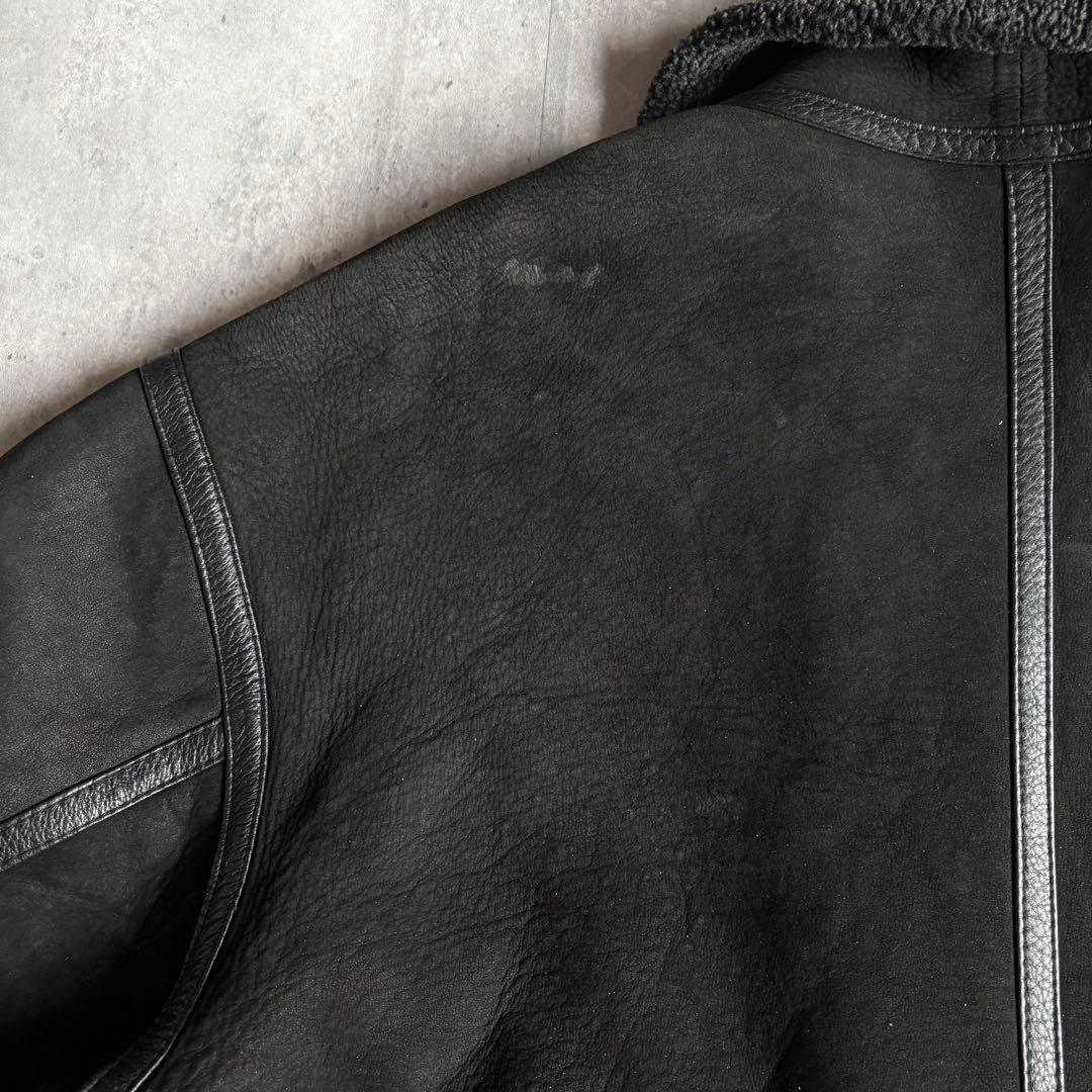 【90s vintage】B-3 フライトジャケット　ヌバック　本革　墨黒　短丈
