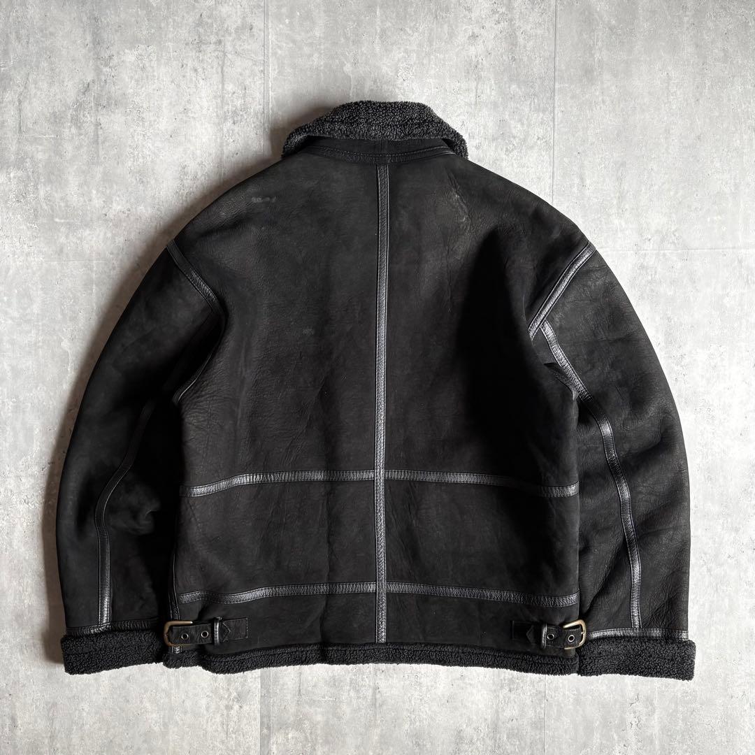 【90s vintage】B-3 フライトジャケット　ヌバック　本革　墨黒　短丈