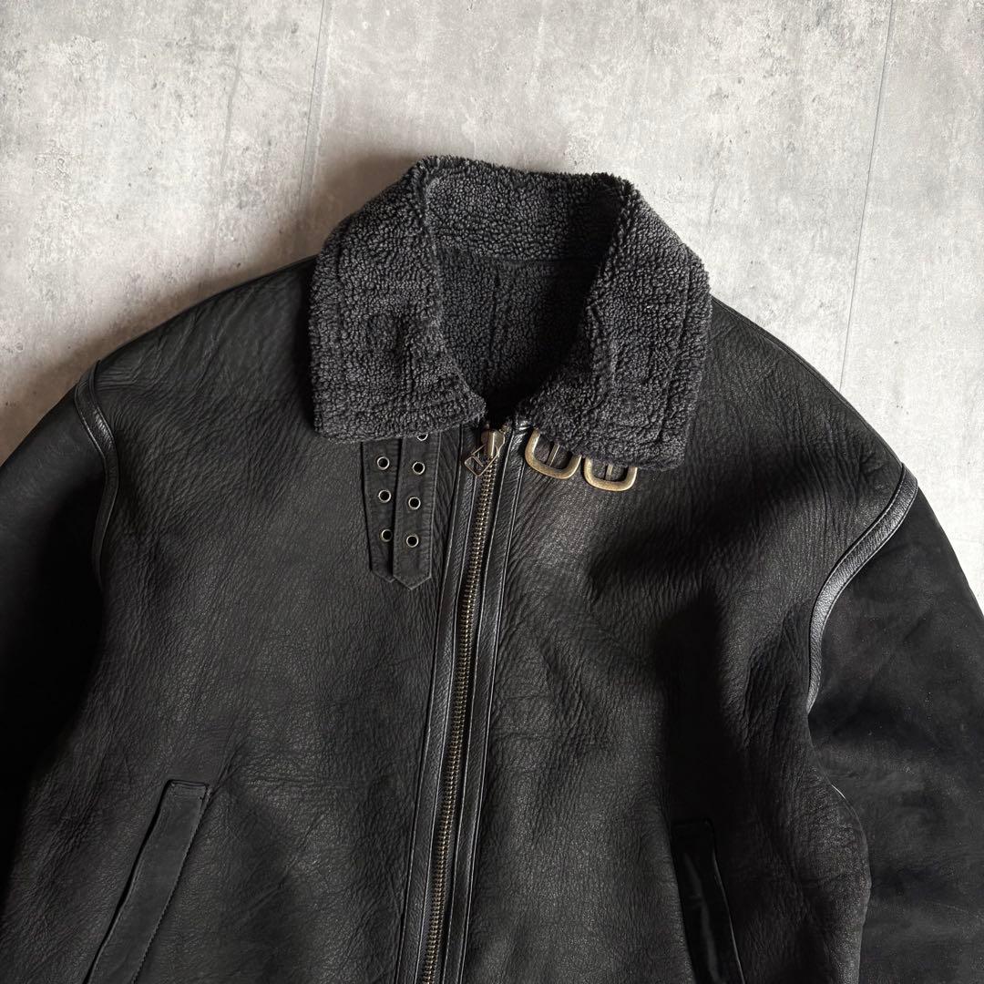 【90s vintage】B-3 フライトジャケット　ヌバック　本革　墨黒　短丈