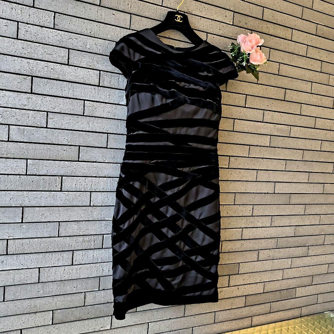 ❤【タダシショウジ】✨美品　フォーマルワンピース　別珍　ブラック/黒　4