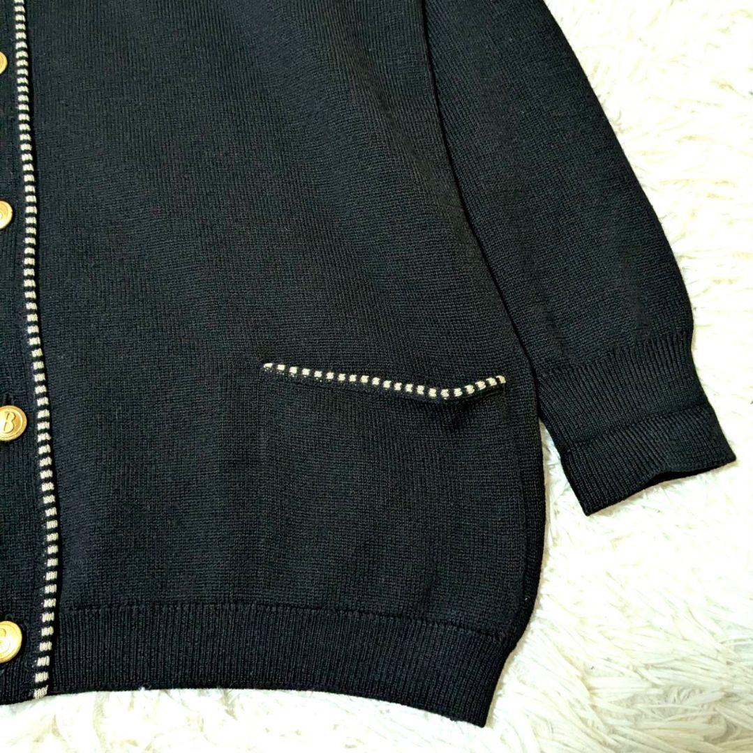バランタイン カーディガン 金ボタン メリノウール ブラック 2XL