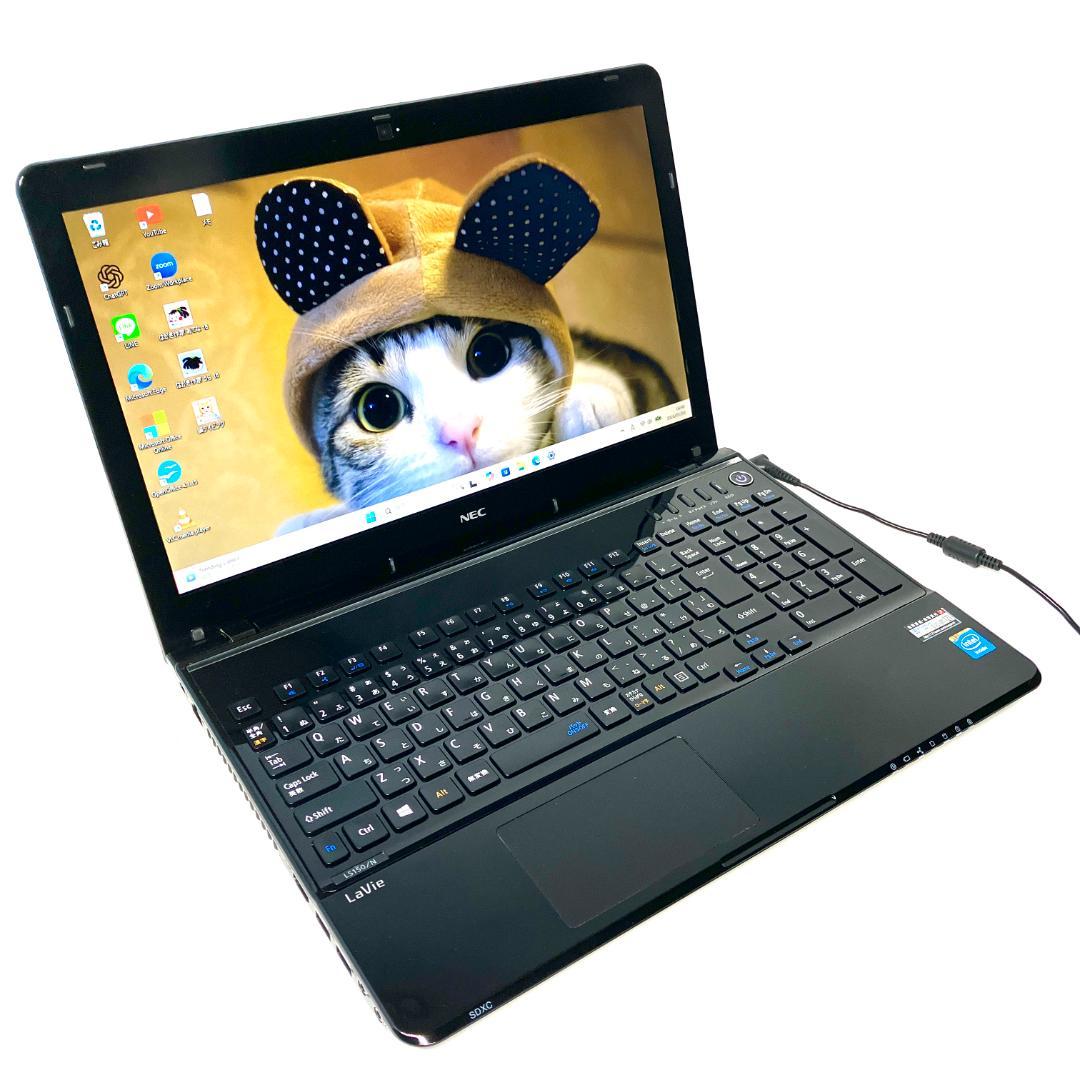 美品❤️ブラック★サクサク動く SSD 設定済み カメラ付き ノートパソコン