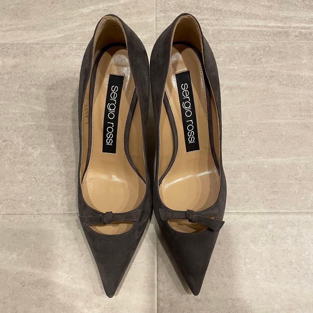 セルジオロッシ スエードパンプス 7.5cmヒール グレー 24cm