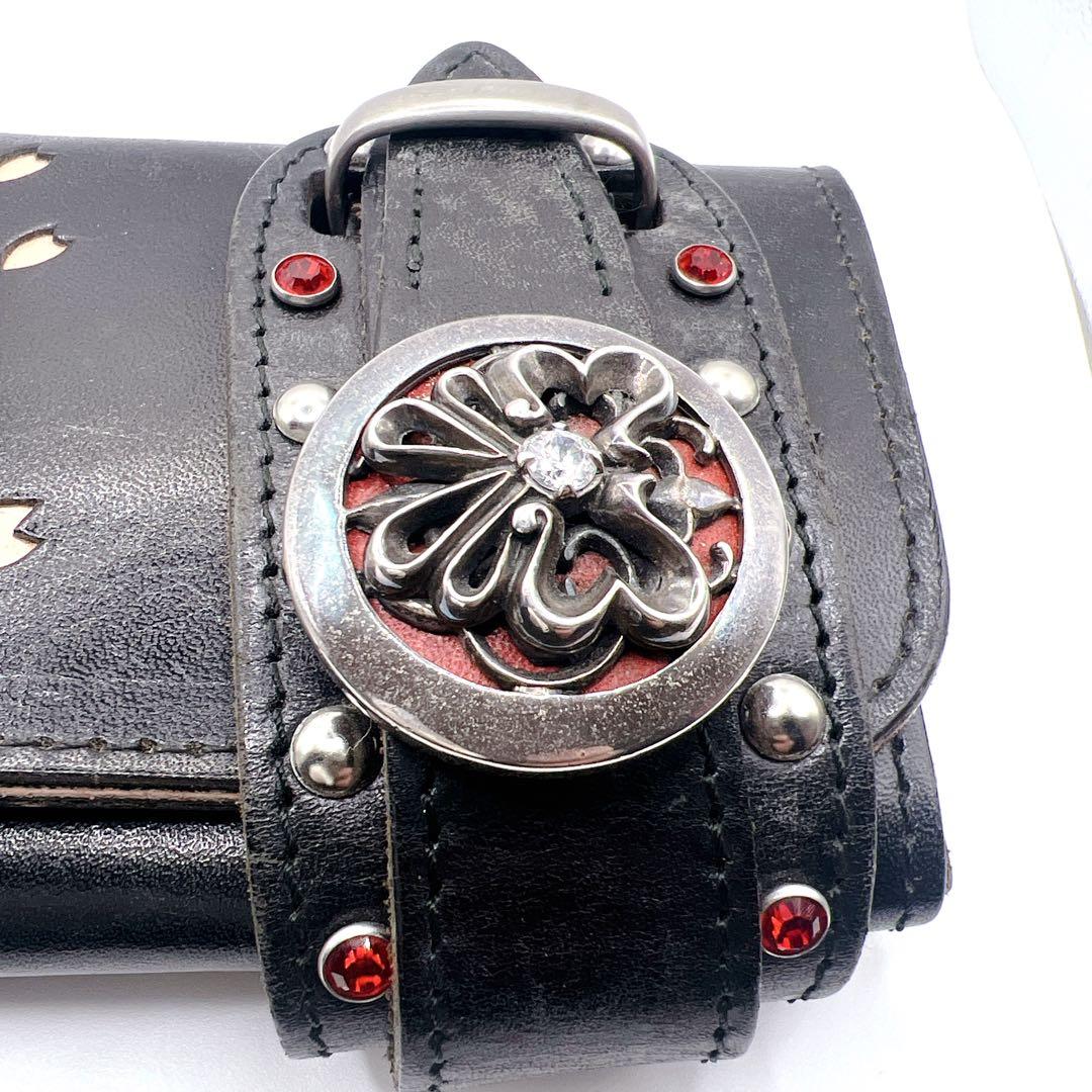 ALZUNI アルズニ 桜 カットワーク レザー ロングウォレット コンチョ