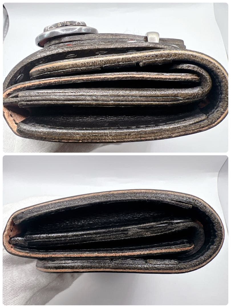 ALZUNI アルズニ 桜 カットワーク レザー ロングウォレット コンチョ