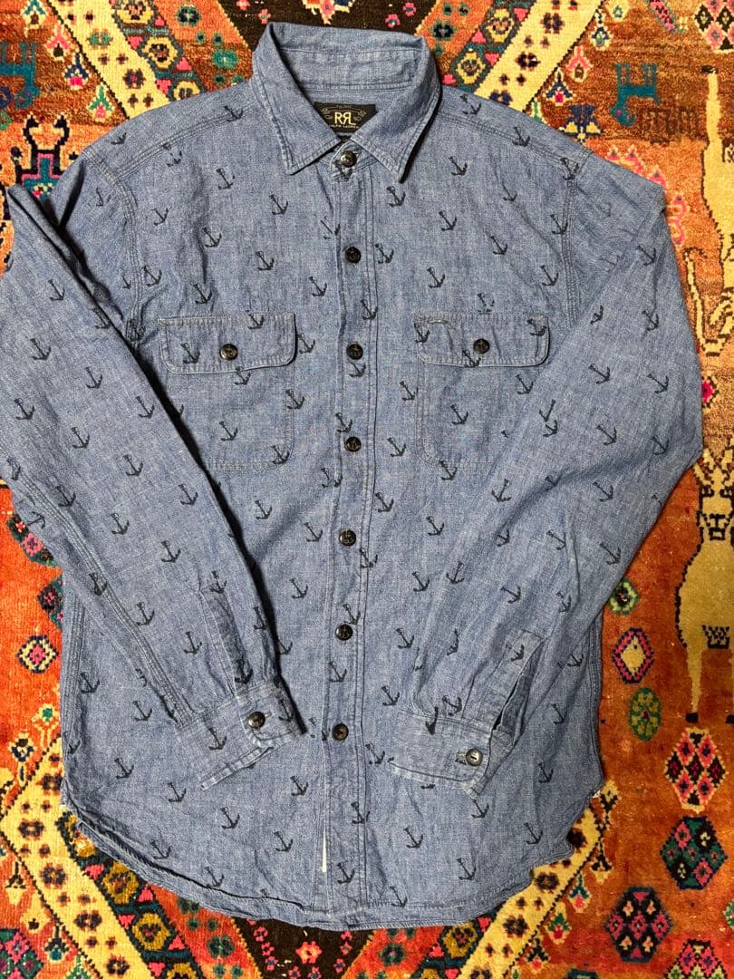 RRL●碇柄●アンカー●シャンブレー●インディゴ●シャツ●貴重●ダブルアールエル