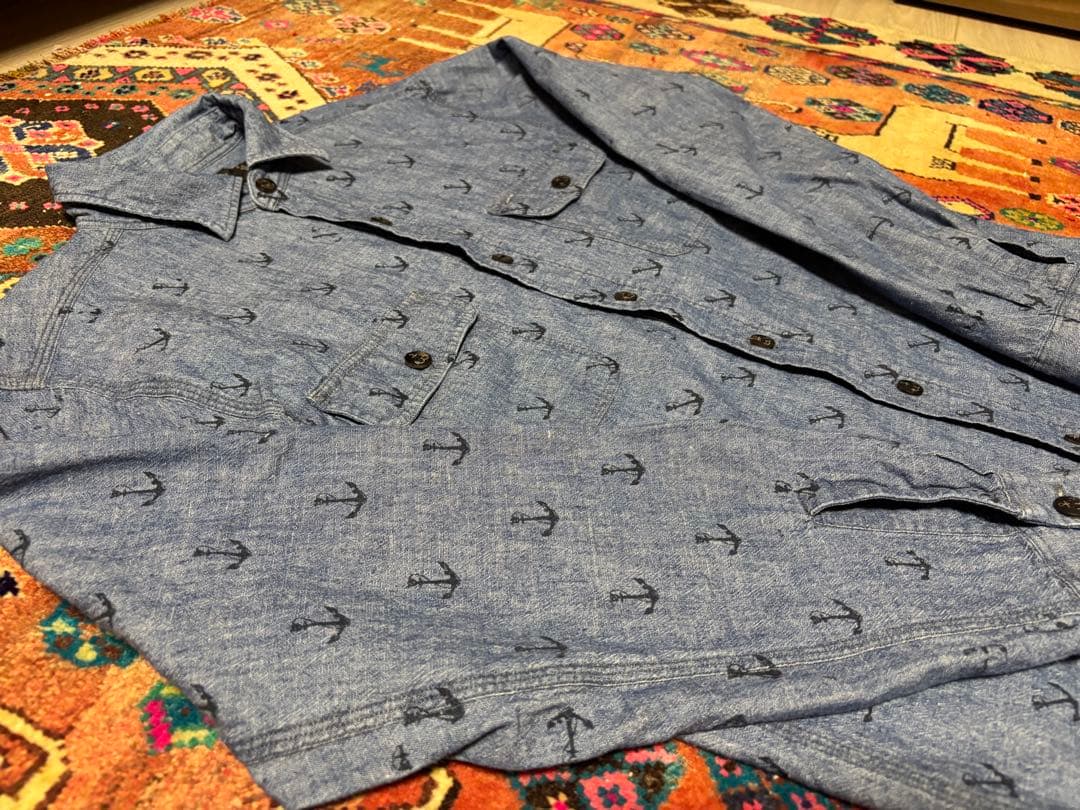 RRL●碇柄●アンカー●シャンブレー●インディゴ●シャツ●貴重●ダブルアールエル