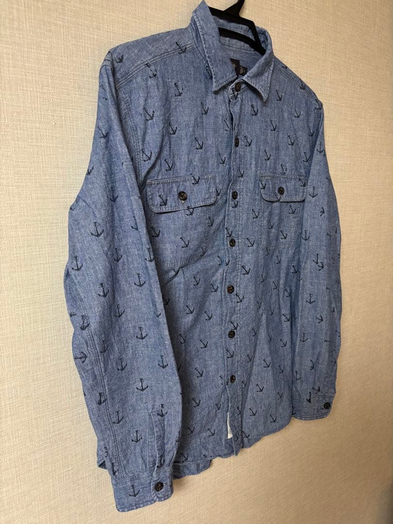 RRL●碇柄●アンカー●シャンブレー●インディゴ●シャツ●貴重●ダブルアールエル