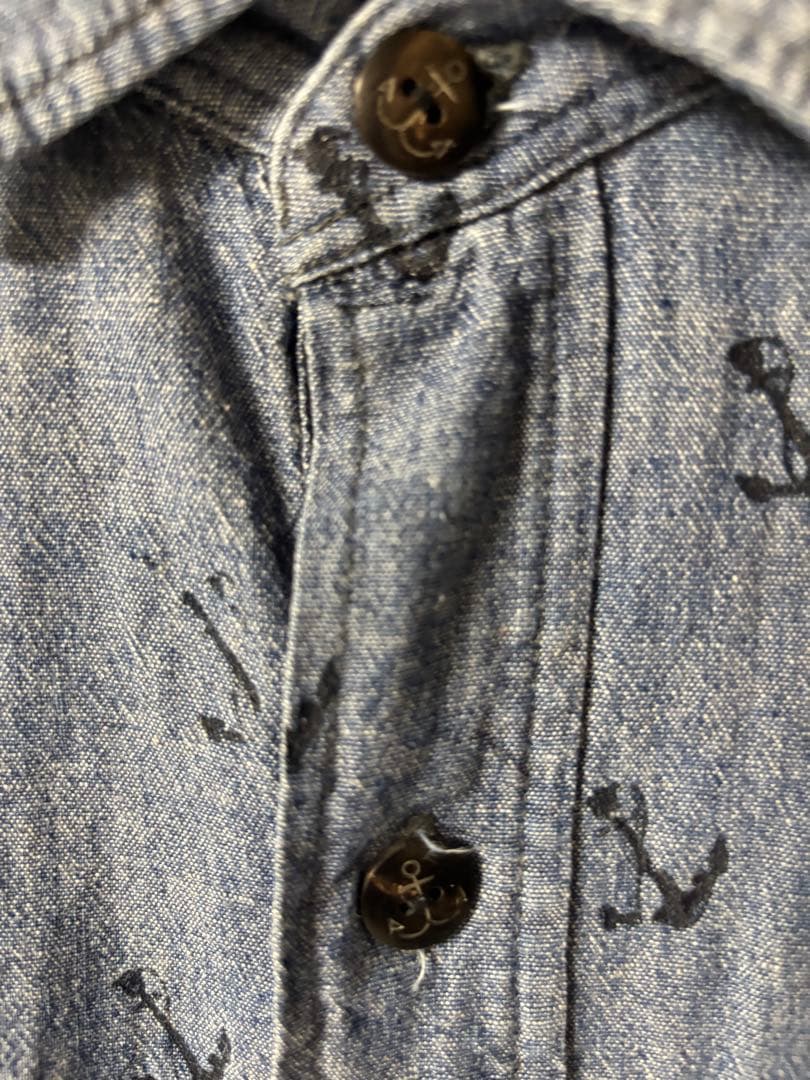 RRL●碇柄●アンカー●シャンブレー●インディゴ●シャツ●貴重●ダブルアールエル