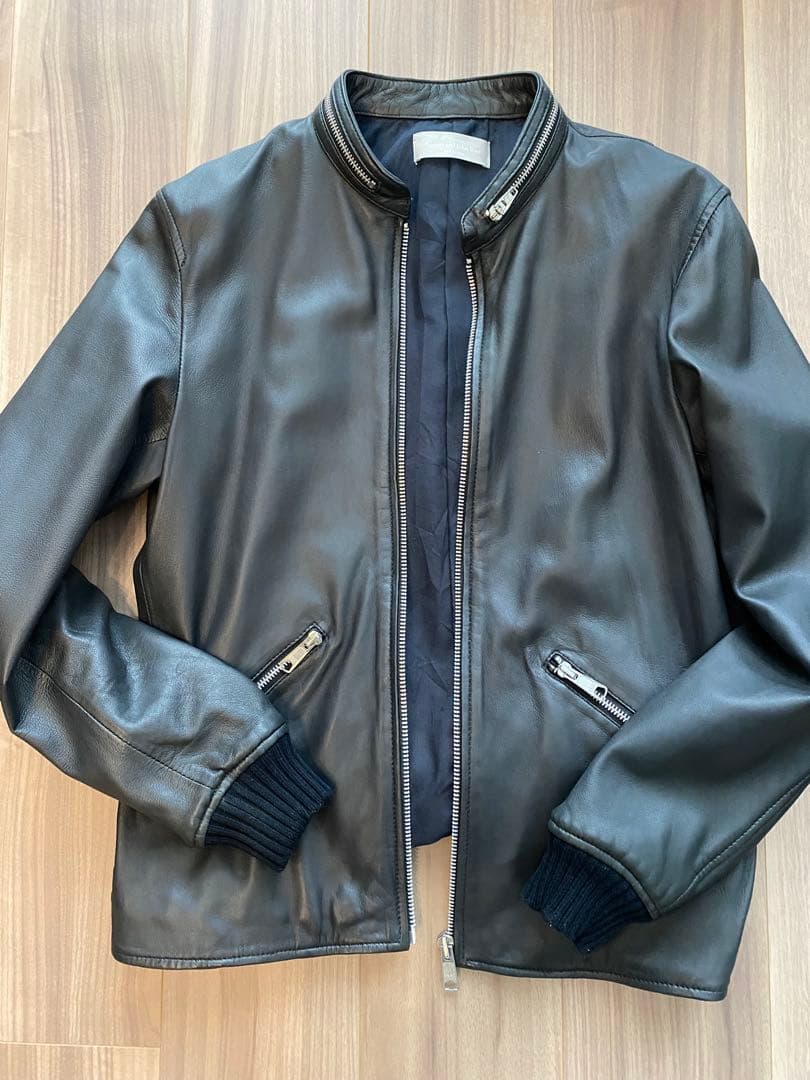 【美品】ラムレザー　シングルライダースジャケット　Mサイズ