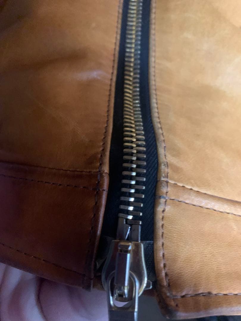 キャメル レザーダブルライダースジャケット