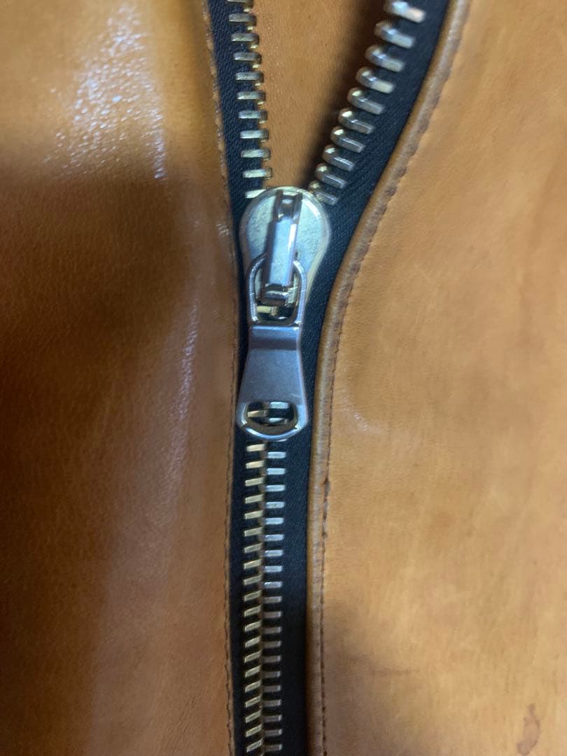 キャメル レザーダブルライダースジャケット